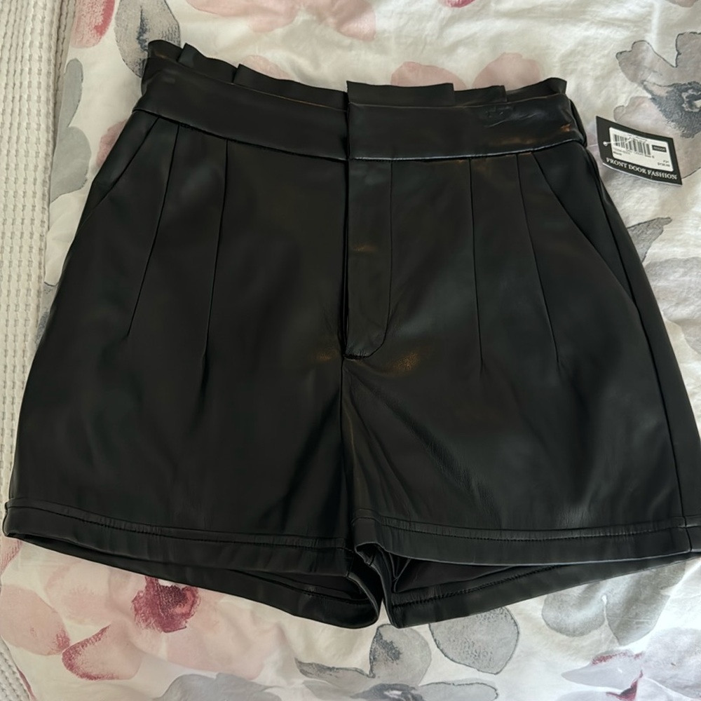 Faux leather shorts